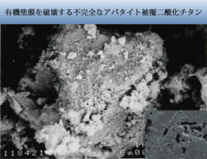 中途半端なアパタイト被覆でも二酸化チタンをアクリルバインダーにそのまま入れると塗膜は破壊されます