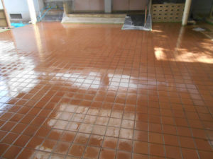 下地処理剤Cを、床に塗布し平均20分後、防滑確認をした床面全体の状況
